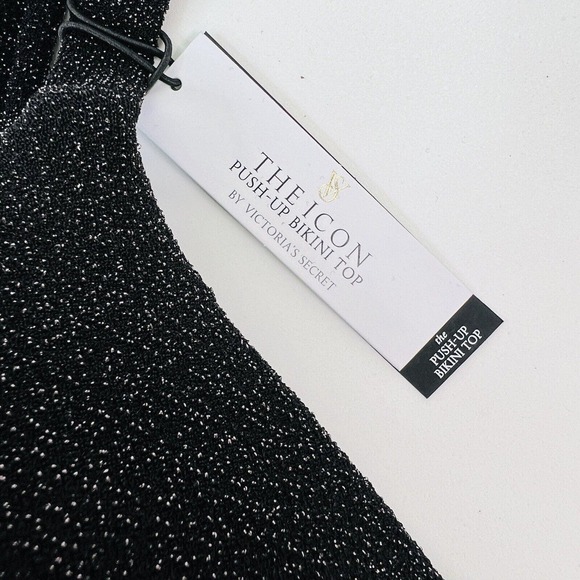 Victoria's Secret The Icon Push Up‎ Bikini Top Padded Bra 34DD Black - Picture 4 of 9